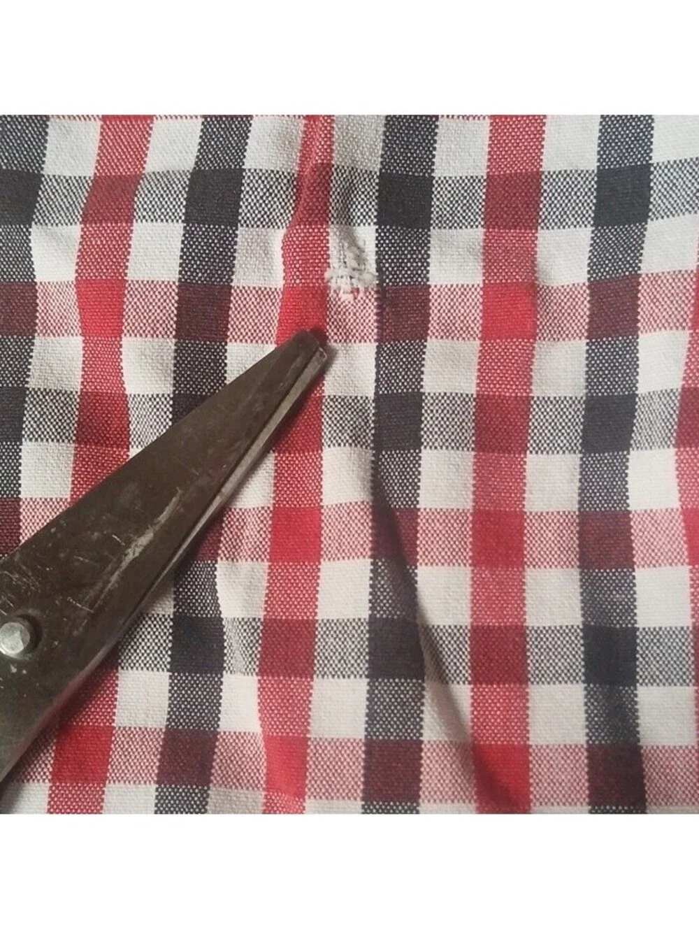 COR3 Men's Cotton Chino Shorts Red/White/Blue Check Flat Front Pockets